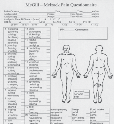 Image of McGill pain questionaire.