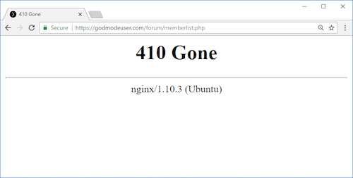 410 Gone error on a web browser