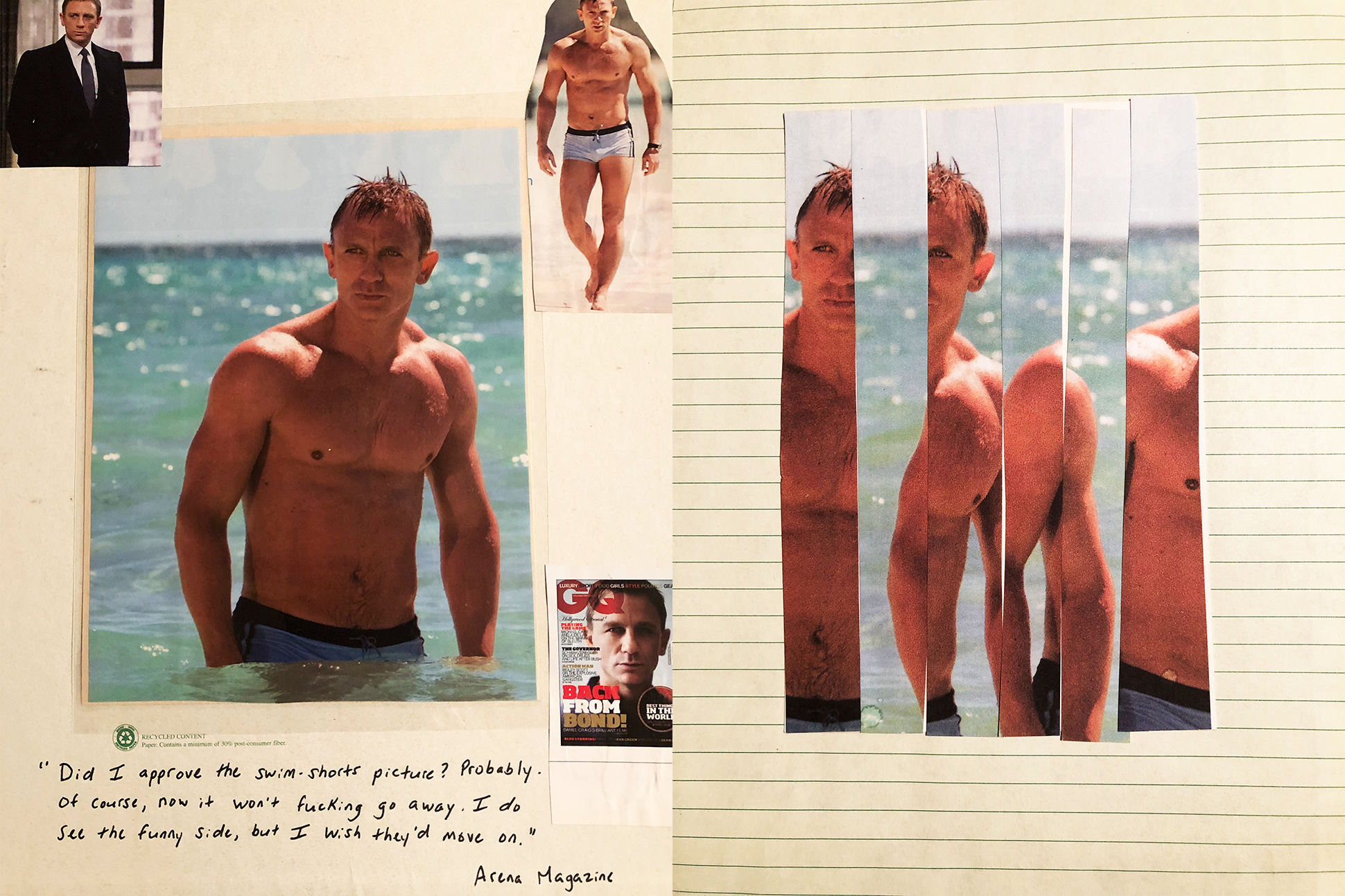 Pages from Aaron Smith's scrapbook of the actor Daniel Craig.