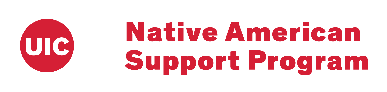 Red UIC logo, next to red text reading "Native American Support Program"