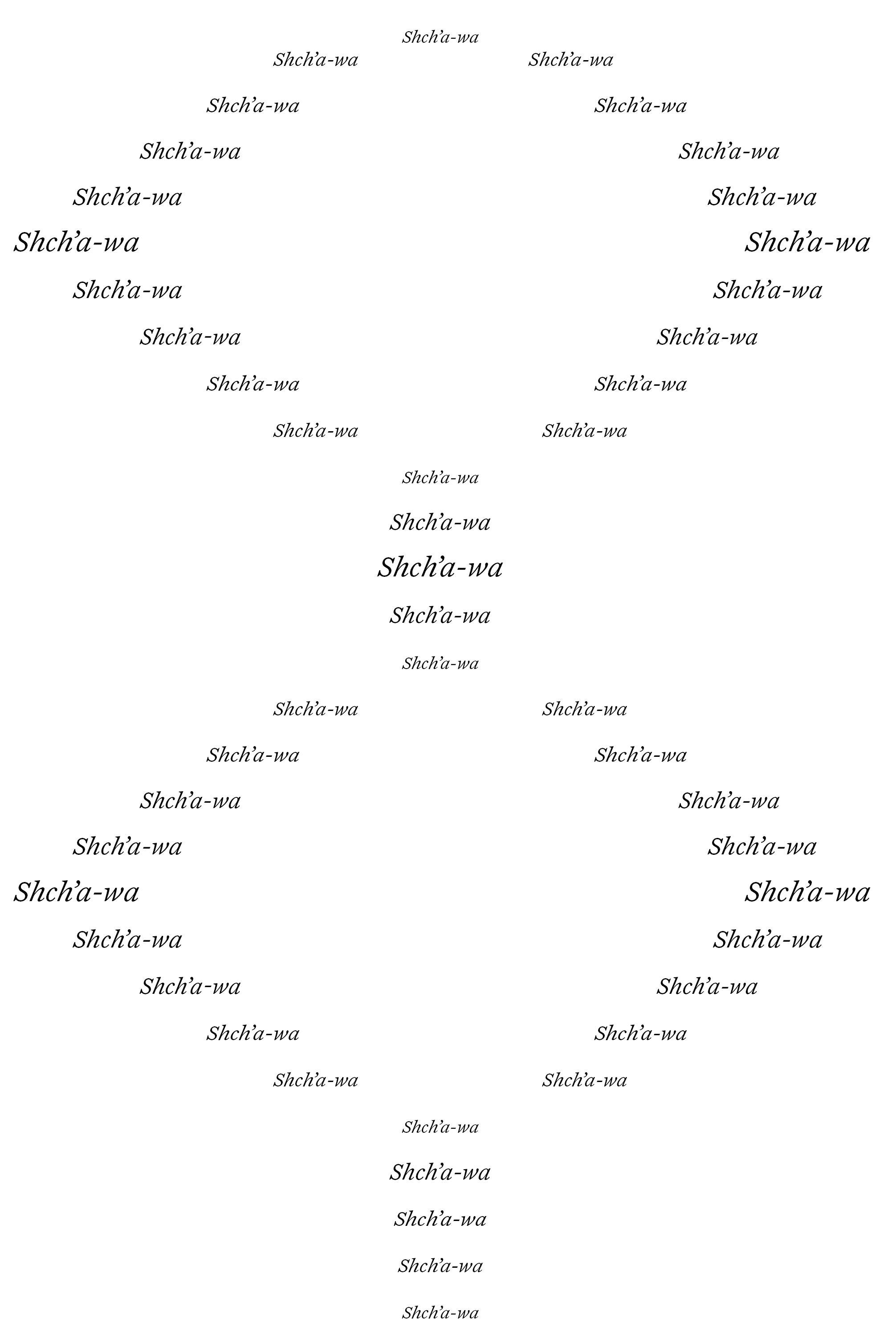 This is a visual and concrete poem. "Shch’a-wa" is repeated throughout to create the shape of the poem.