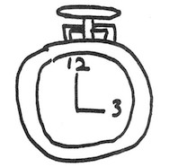 A simple drawing of a watch that looks like the first watch