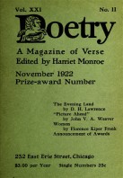 November 1922 Poetry Magazine cover