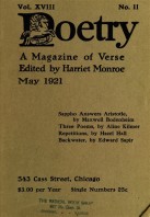 May 1921 Poetry Magazine cover
