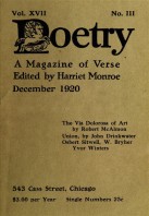 December 1920 Poetry Magazine cover