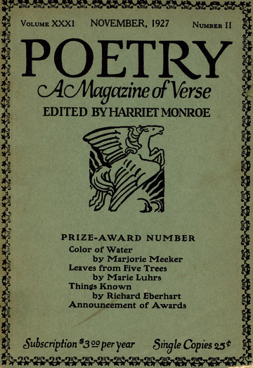 November 1927 Poetry Magazine cover