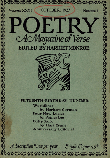 October 1927 Poetry Magazine cover