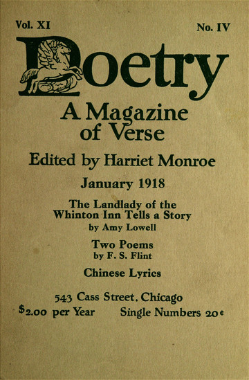 January 1918 Poetry Magazine cover