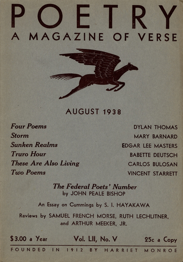 August 1938 Poetry Magazine cover