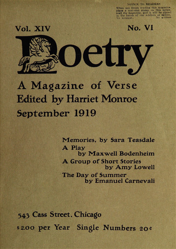 September 1919 Poetry Magazine cover