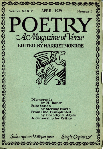 April 1929 Poetry Magazine cover