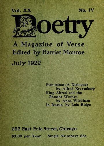 July 1922 Poetry Magazine cover