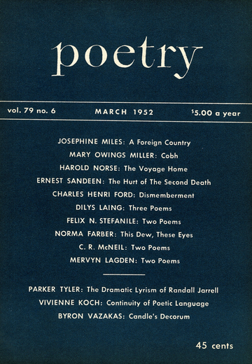 March 1952 Poetry Magazine cover