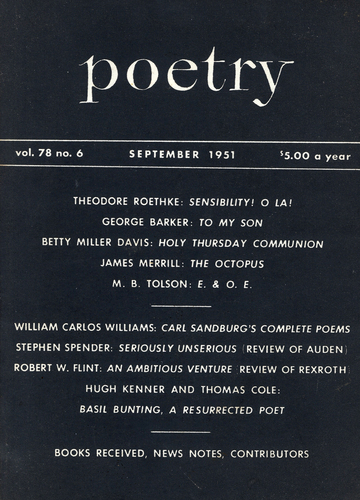 September 1951 Poetry Magazine cover