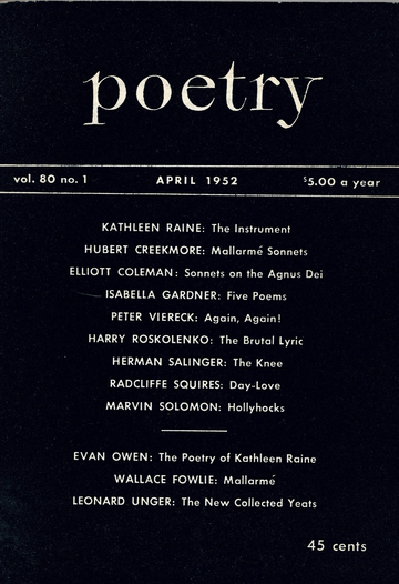 April 1952 Poetry Magazine cover