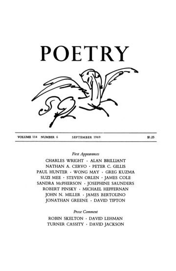 September 1969 Poetry Magazine cover