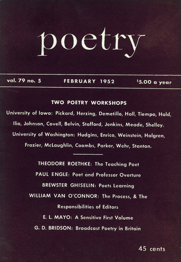 February 1952 Poetry Magazine cover