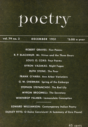 December 1951 Poetry Magazine cover